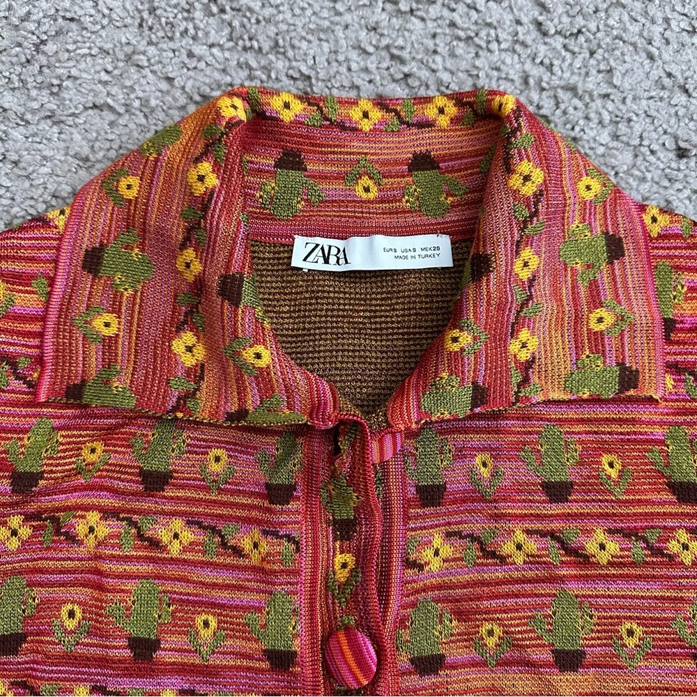 Zara Multicolor Patterned Cardigan - Picture 4 of 14